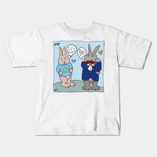 Is it hard to be a Nihilist? Nietzsche schools the Bunny funny cartoon Kids T-Shirt